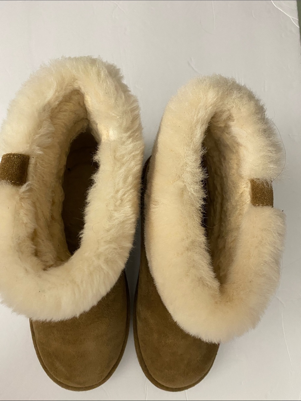 BearPaw Women's Suede Shearling Cuff Ankle Booties in Camel 1257W-ABBY SIZE 10 - Picture 5 of 14